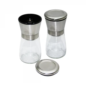 BAYHOME BM-1003C ( KÜÇÜK ) ( CAM HAZNELİ & METAL KAPAKLI ) TUZ & BAHARAT ÖĞÜTÜCÜ (BRKT-100339)*80
