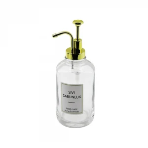 DMR-4947 (YUVARLAK) (CAM ŞİŞE & ŞEFFAF) SIVI SABUNLUK 500ML (POMPA & MUSLUK AYRIK MODEL BAŞLI)*48