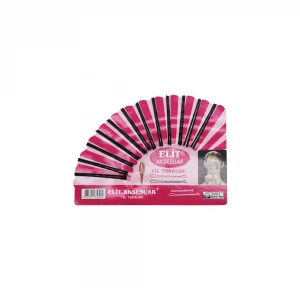 ELİT AKSESUAR ( 24PCS ) SİYAH TOPUZLU TEL TOKA ( YELPAZE KARTLI )*12X140