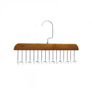 KRAVAT & BAŞÖRTÜ ASKISI 8 METAL KOLLU & AHŞAP SAPLI & DÖNEBİLEN METAL ASKI UÇLU