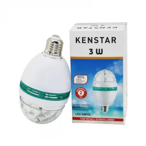 KENSTAR ( 3W ) DÖNEBİLEN ( DİSKO ) RENKLİ LED LAMBA & AMPUL ( TAM RENKLİ ) ( 170-265V )*160