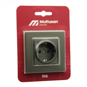 MUTLUSAN RİTA-2220 600 0286( B ) ( BLİSTERLİ & KARTLI ) ( ANTRASİT & TOPRAKLI PRİZ ) ÇERÇEVELİ*12X1
