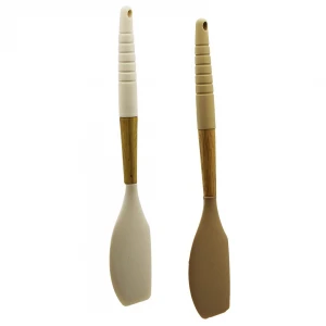 PABLITO HOME PBT-176 ( SİLİKON ) ( SPATULA DÜZ ) ( AHŞAP BAMBU SAP & SİLİKON KILIFLI ) ( 32CM )*24X6