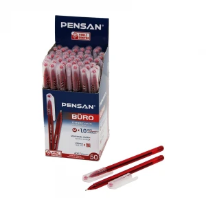 PENSAN BÜRO ( KIRMIZI ) TÜKENMEZ KALEM ( M-MEDİUM & 1.0MM UÇ )*50X40