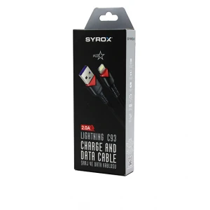 SYROX C93 ( İPHONE ) USB ( ÖRGÜLÜ ) LIGHTNING 2.0A ŞARJ & DATA KABLOSU*320