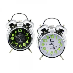WISON TWIN BELL WS-100 ( BÜYÜK & ÇAP: 10CM ) MASA ÇALAR SAAT ( PİLLİ ) ( FOSFORLU RAKAMLAR )*60