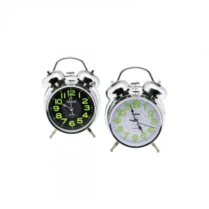 WISON TWIN BELL WS-101 ( ORTA & ÇAP: 7.3CM ) MASA ÇALAR SAAT ( PİLLİ ) ( FOSFORLU RAKAMLAR )*100