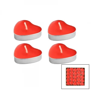 YAKUT-8086 ( 50PCS ) ( KIRMIZI & KALPLİ ) TEA LİGHTS MUM*36