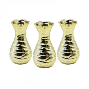 YAKUT-9527-2 ( GENİŞ AĞIZ & MİNİ=11.5CM ) ( GOLD ) ( SERAMİK ) DEKORATİF VAZO*12X12