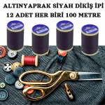ALTINYAPRAK SİYAH DİKİŞ İPLİK 100 METRE (12 ADET)