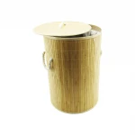 DMR-5049 ( YUVARLAK & Ç: 34 & Y : 49CM ) BAMBU HASIR KİRLİ ÇAMAŞIR SEPETİ & ORGANİZER SEPET ( KAPAKLI & TAŞIMA İPLİ )*6