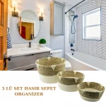 3 LÜ SET HASIR SEPET ORGANİZER
