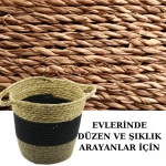 ÇİFT KULPLU HASIR SEPET 3 RENK TASARIM