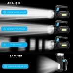 ULTRA PARLAK USB ŞARJLI ÇOK FONKSİYONLU EL FENERİ