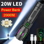METAL GÖVDE ZOOMLU EL FENERİ - USB ŞARJLI + YEDEK PİLLİ & 3 İNCE PİLLİ & POWERBANK