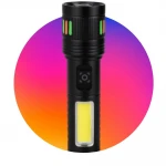 METAL GÖVDE 2IN1=ZOOM & RGB 9LED  EL FENERİ