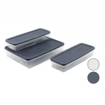 HOMEU MAYA HMU-012 (3PCS) (ŞEFFAF PLASTİK KAP & RENKLİ KAPAK) SAKLAMA KABI ( 2 ADET=1LT & 1 ADET=2.5LT )*24=K