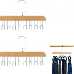 KRAVAT & BAŞÖRTÜ ASKISI 8 METAL KOLLU & AHŞAP SAPLI & DÖNEBİLEN METAL ASKI UÇLU