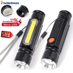 ZOOMLU USB ŞARJLI EL FENERİ METAL KASA