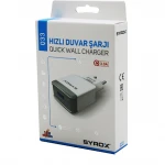 SYROX Q33 ( USB ) ( HIZLI ) EV ŞARJ ( ADAPTÖR BAŞLIK ) 18W*200