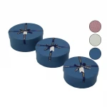 YAKUT-11247 ( 3PCS ) ( YUVARLAK ) RENKLİ KARTON HEDİYE KUTUSU ( KURDELALI ) ( 16-18-20CM )*48